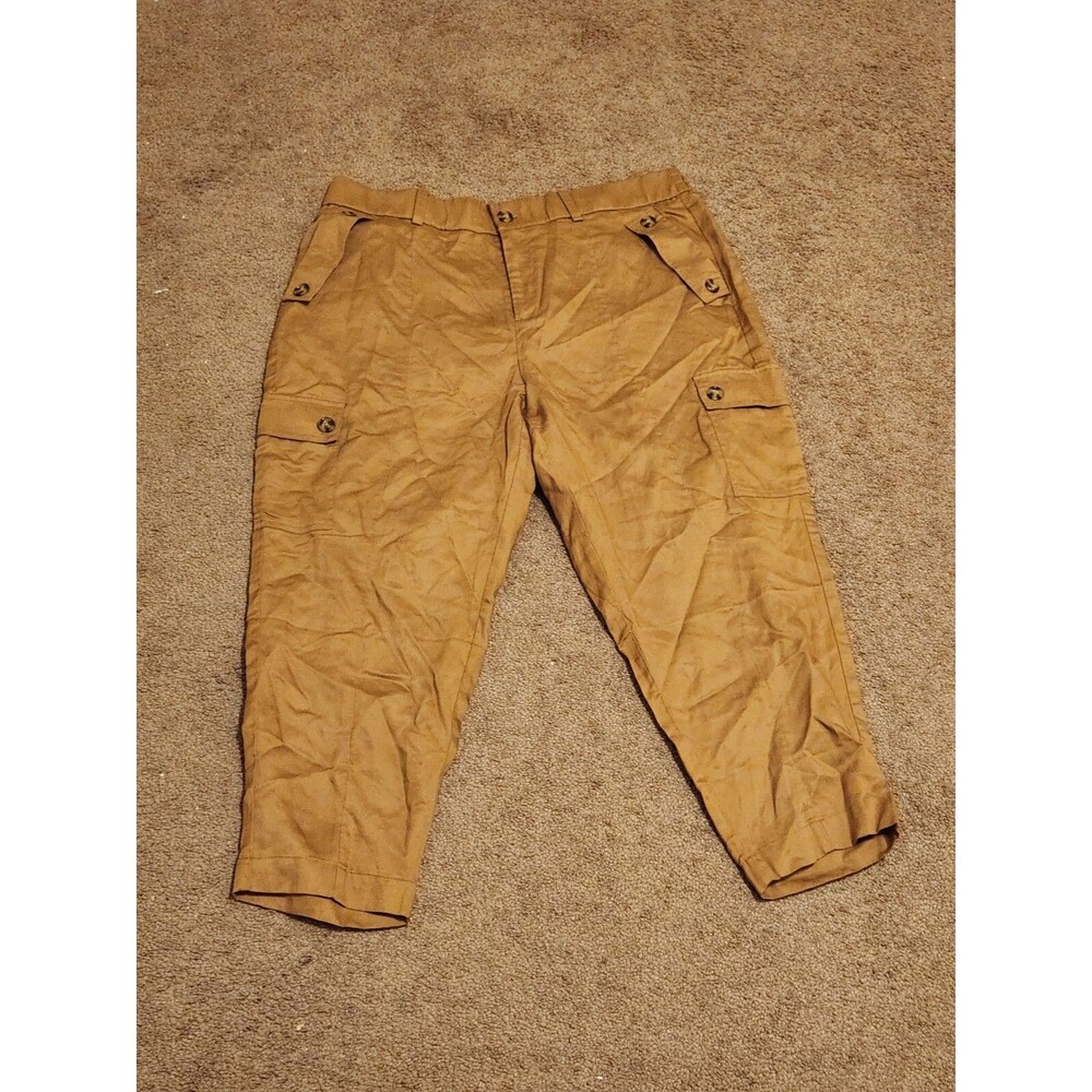 Torrid Relaxed Taper Studio Linen High Rise Cargo Pants Size 18S Short Camel Tan